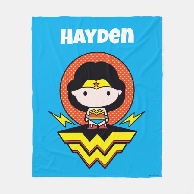 Couverture Polaire Chibi Wonder Woman avec Pois et logo (Devant)