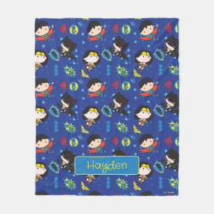 Couverture Polaire Chibi Wonder Woman, Superman et Batman Motif