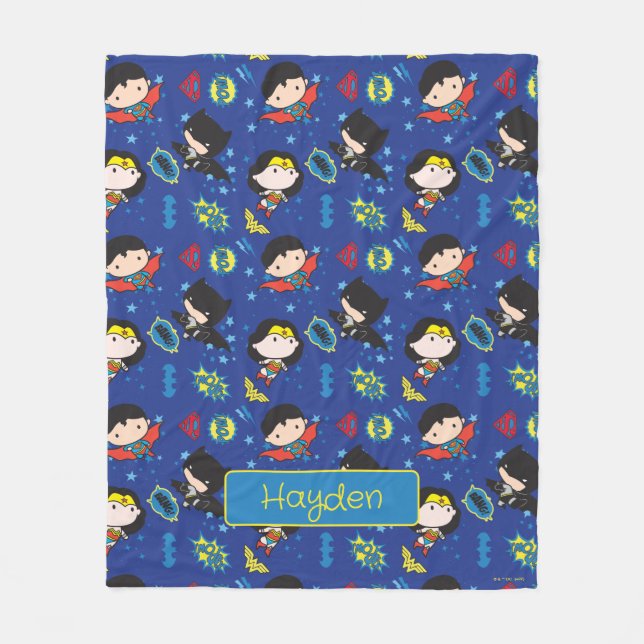 Couverture Polaire Chibi Wonder Woman, Superman et Batman Motif (Devant)