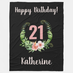Couverture Polaire Chic 21e anniversaire Black Girl Name