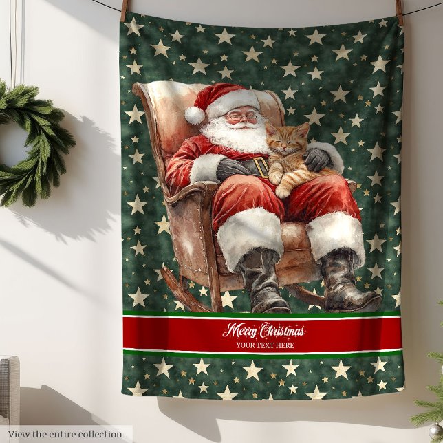 Couverture Polaire Chic Aquarelle Santa Claus Jeter pour la famille (Chic Watercolor Santa Claus Throw for Family Fleece Blanket)