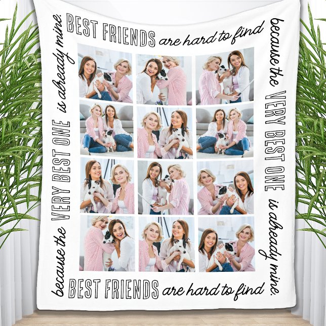 Couverture Polaire Chic Best Friends Customisé 12 Photo Collage (Créateur téléchargé)