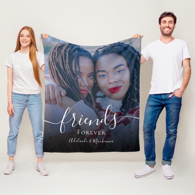 Couverture Polaire Chic Best Friends Forever Nom Personnalisé Photo (En situation)