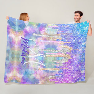 Couverture Polaire Chic bleu aqua licorne goutte parties scintillant 