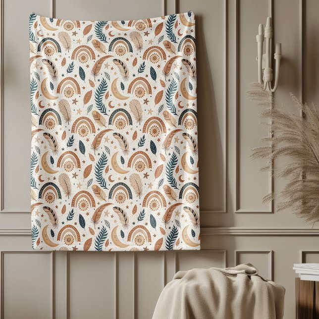 Couverture Polaire Chic Bohemian Rainbow Cosy Espaces Élégants (Chic Bohemian Rainbow Cozy Stylish Spaces Fleece Blanket)