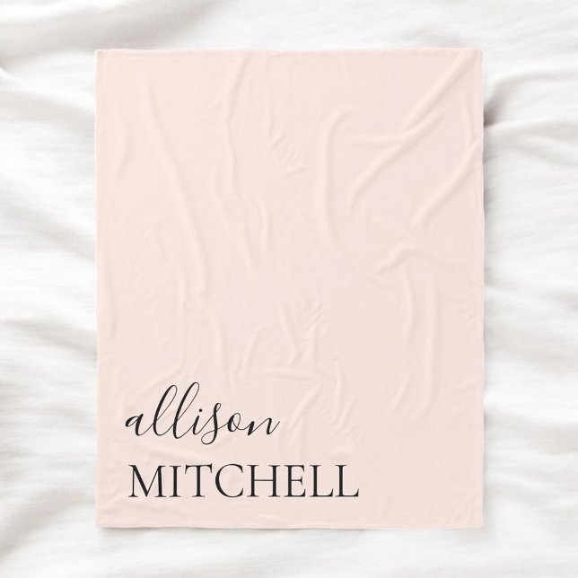 Couverture Polaire Chic calligraphie Monogramme rose (Créateur téléchargé)