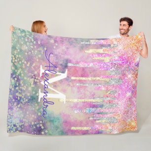 Couverture Polaire Chic coloré unicorne goutte parties scintillant mo