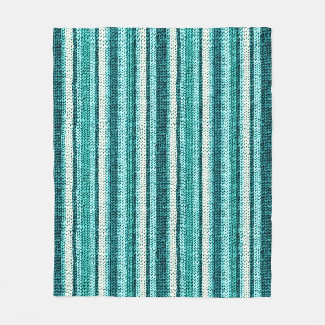 Couverture Polaire Chic rayé turquoise (Devant)