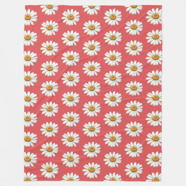 Couverture Polaire Chic Red White Daisy Flowers Birthday (Devant)