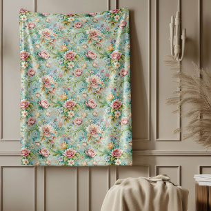 Couverture Polaire Chic Rococo Raffiné Floral Soft Pastel Élégant