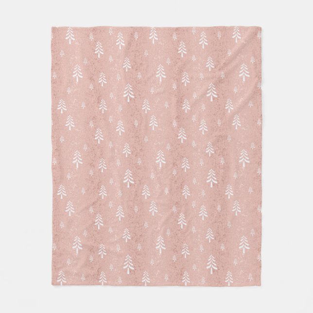 Couverture Polaire Chic rose or blanc motif de Noël (Devant)