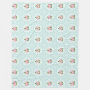 Couverture Polaire Chic Roses roses roses Turquoises Grandes