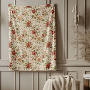 Couverture Polaire Chic Style Cottage intemporel fané Élégance floral