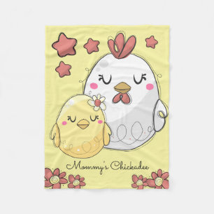 Couverture Polaire Chickadee de poulet de maman et de bébé mignon
