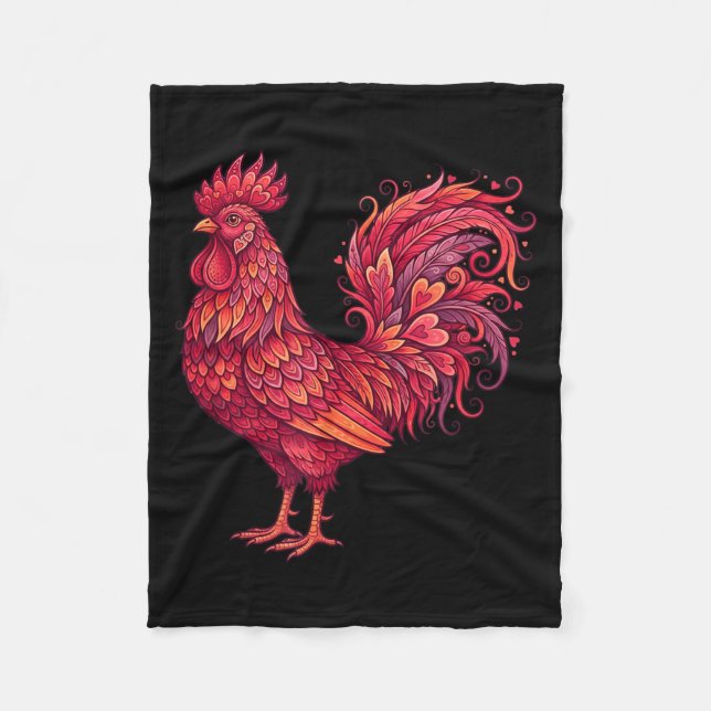 Couverture Polaire Chicken Valentines Day Heart For Farmers Cute Chic (Devant)