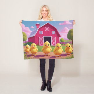 Couverture Polaire Chicks in Barnyard Happy Spring