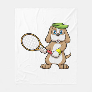 Couverture Polaire Chien à Tennis avec raquette de tennis & Casquette
