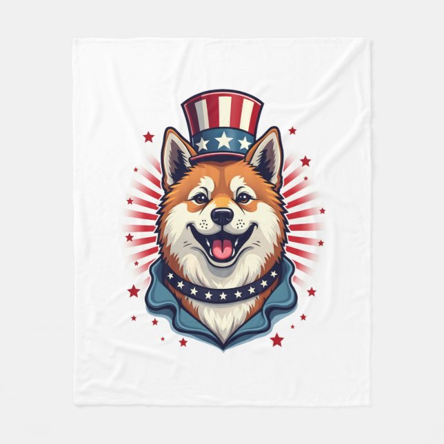 Couverture Polaire Chien Akita, fête de l'indépendance (Devant)