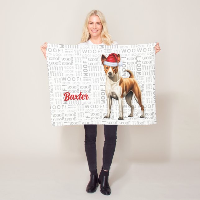 Couverture Polaire Chien Basenji de nom Noël (En situation)