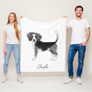 Couverture Polaire Chien Beagle Mignon En Noir Et Blanc Et Nom Person