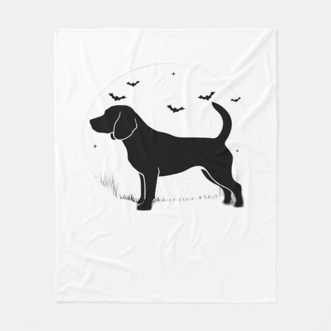 Couverture Polaire Chien beagle - Silhouette de lune d'Halloween surd (Devant)