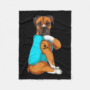 Couverture Polaire Chien Boxer I Love Maman Tattoo Vêtements Chien Ma