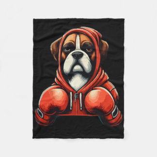 Couverture Polaire Chien boxeur de kickboxing ou boxe drôle