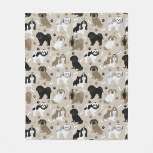 Couverture Polaire Chien Chiens Chiens Chiens Chiens Paws et Os Blanc