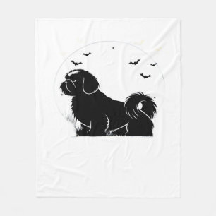 Couverture Polaire Chien Chih Tzu - Silhouette de lune d'Halloween Cl