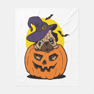 Couverture Polaire Chien Citrouille Halloween, Drôle de Chien Hallowe