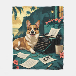 Couverture Polaire Chien Corgi à la fourrure luisante et gentleman vi