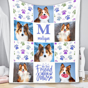Couverture Polaire Chien Custom Pet 6 Photo Collage Empreintes de pat
