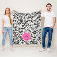 Chien dalmate Abstrait Motif rose chaud Monogramme