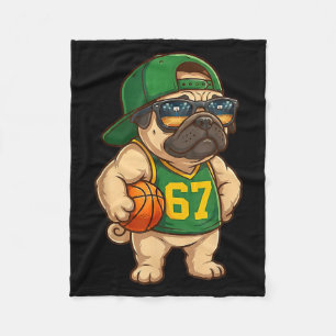 Couverture Polaire Chien de basketball Pug 67 Argot Gen Alpha Srts Ho