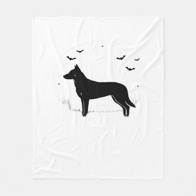 Couverture Polaire Chien de Beauceron - Halloween Moon Silhouette Cla (Devant)