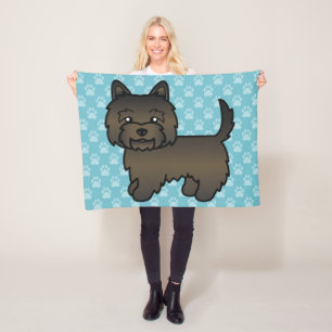 Couverture Polaire Chien de dessin animé Cairn Terrier Bringé foncé