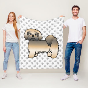 Couverture Polaire Chien de dessin animé mignon Lhasa Apso Sable Doré