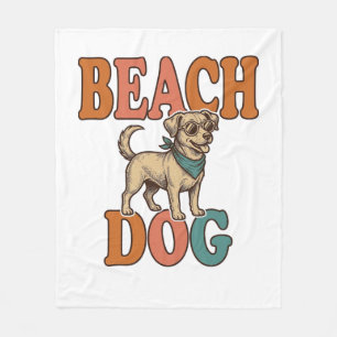 Couverture Polaire Chien de plage gravure vintage conception graphiqu