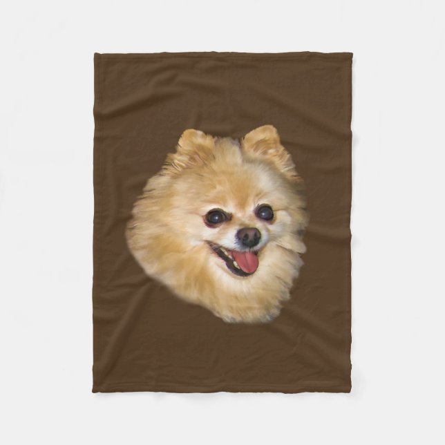 Couverture Polaire Chien de Pomeranian personnalisable (Devant)