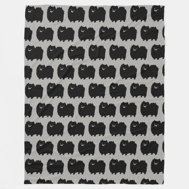 Couverture Polaire Chien de Poméranie noir mou Motif (Devant)