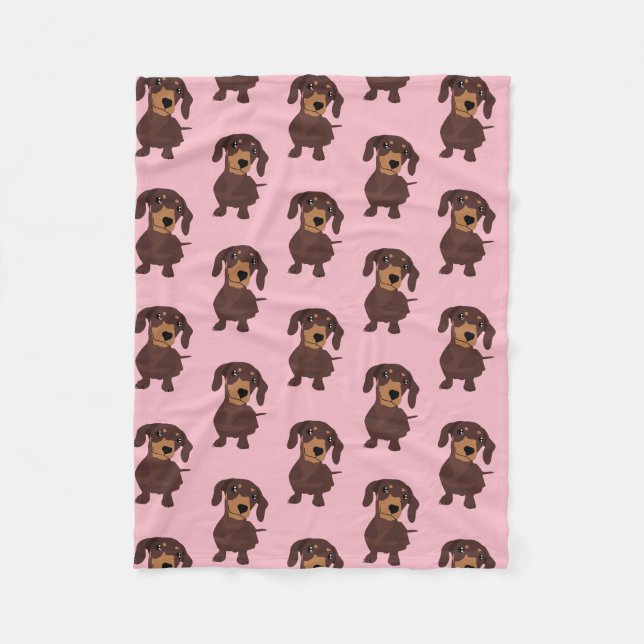 Couverture Polaire Chien de saucisse rose mignon de Weiner de (Devant)