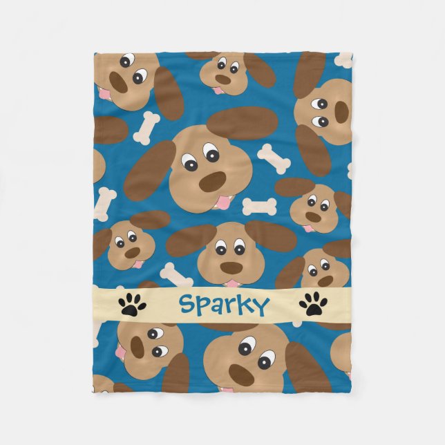 Couverture Polaire Chien de sourire mignon avec de grandes oreilles (Devant)