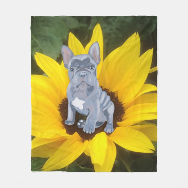 Couverture Polaire Chien de taureau bleu gris français Chien et tourn (Devant)