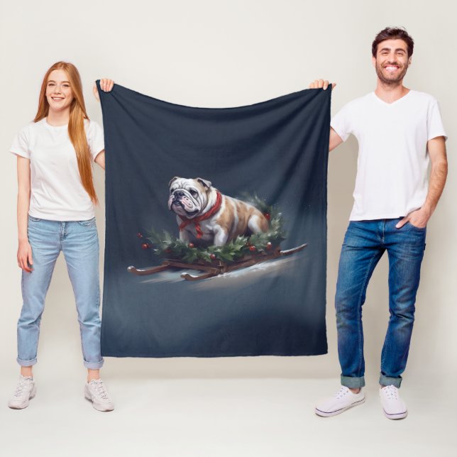 Couverture Polaire Chien de taureau neige hiver (En situation)