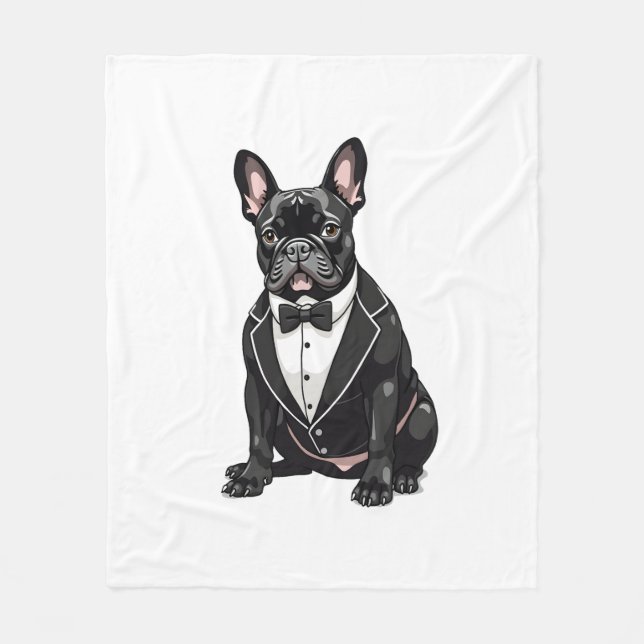 Couverture Polaire Chien de taureaux français à Tuxedo (Devant)