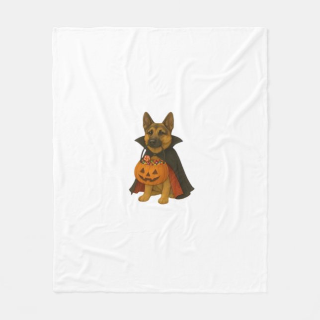 Couverture Polaire Chien d'Halloween allemand Bulldog en costume vamp (Devant)