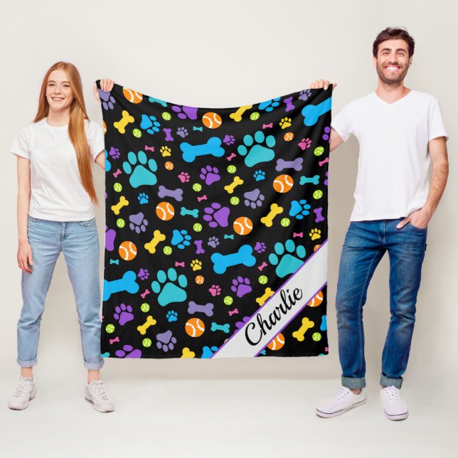 Couverture Polaire Chien Empreinte de patte animal (En situation)