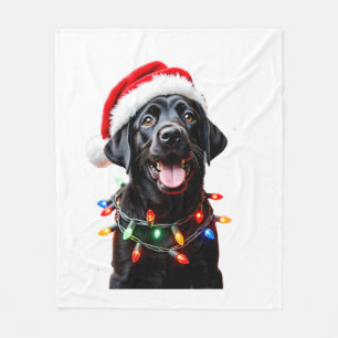Couverture Polaire Chien en pyjama à lumière de sapin de Noël Labrado