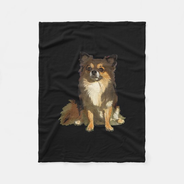 Couverture Polaire Chien graphique long Haired Chihuahua mignon (Devant)