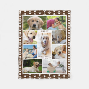 Couverture Polaire Chien Memorial Photo Collage Empreintes de pattes 